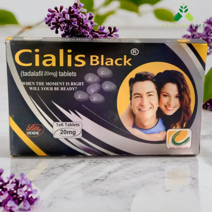 Cialis Black Film Coated Tadalafil 1×6 Tablets for for Erectile Dysfunction (ED) Treats